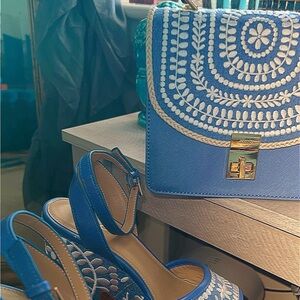 Embroidered Denim Shoe and Purse